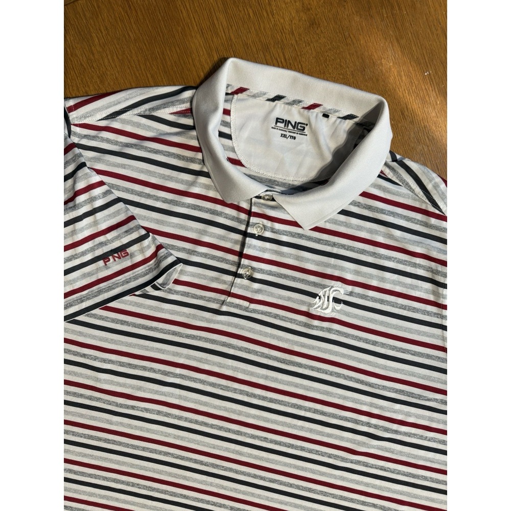Ping WSU Cougars Polo Shirt 2XL Gray Red Stripe SensorCool Performance